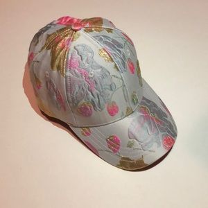 Betsey Johnson floral embroidered baseball hat